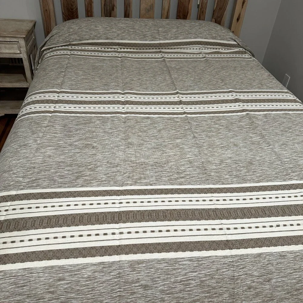 Queen Size Cotton Bedspread/Quilt. From Oaxaca Mex. Hand loom, Bed covers,